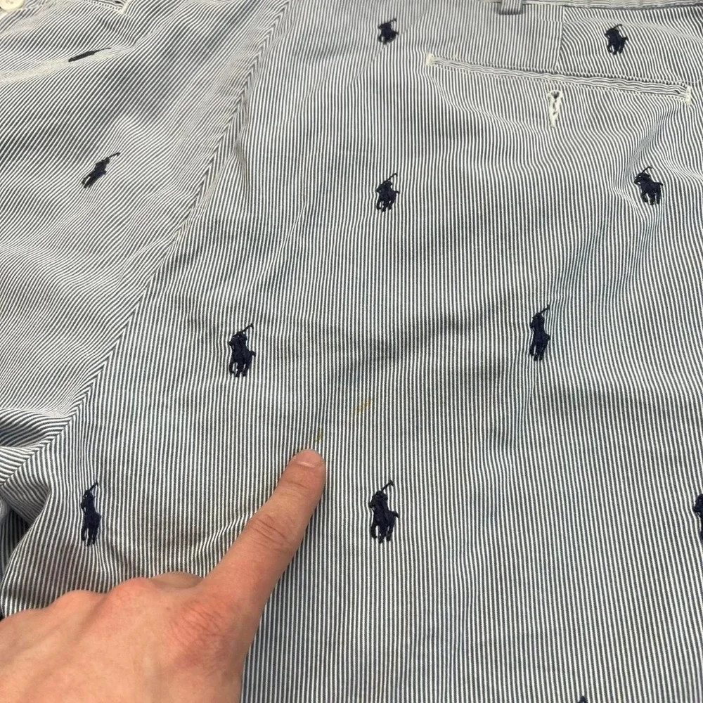 Polo Ralph Lauren Pony Print Prospect Shorts Mens 38 Blue Stripe Cotton Golf